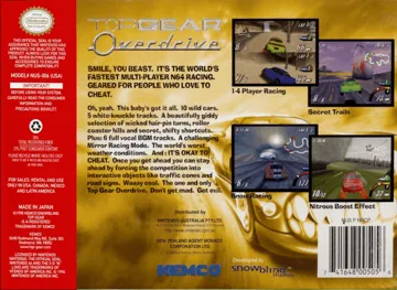 Top Gear Overdrive (USA) box cover back